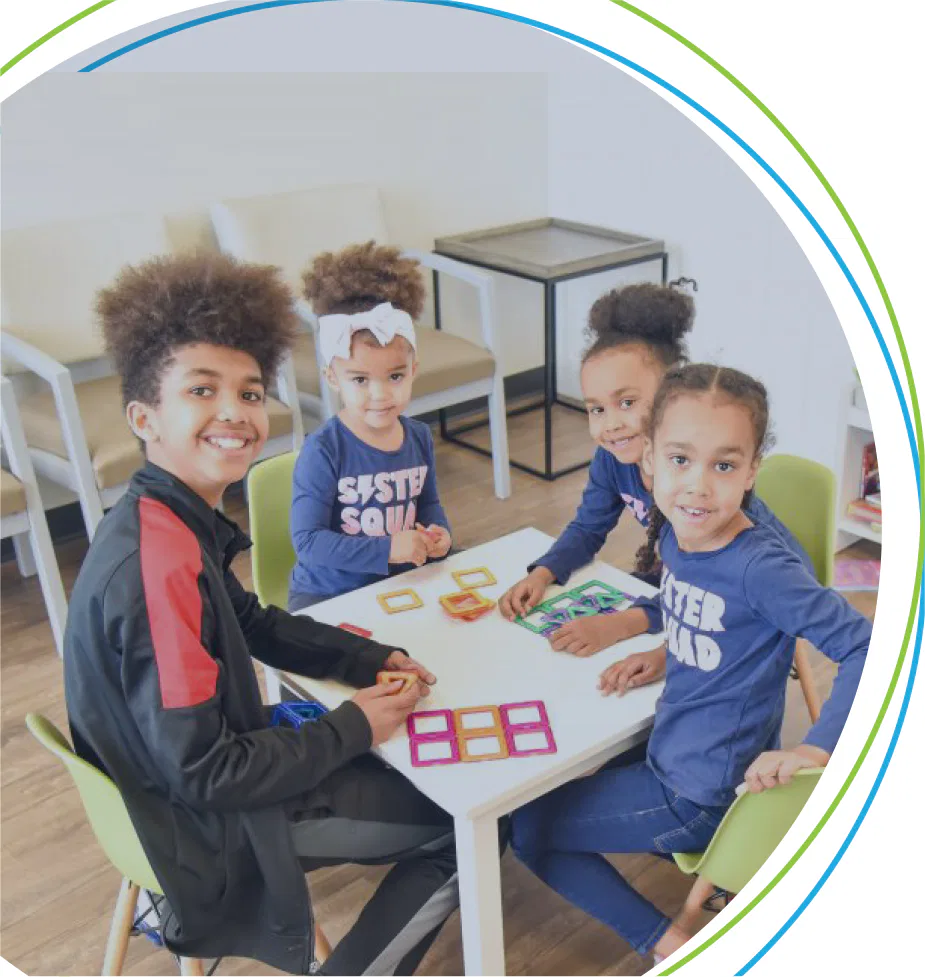 Kids in the waiting area of Spring Creek Pediatric Dentistry.