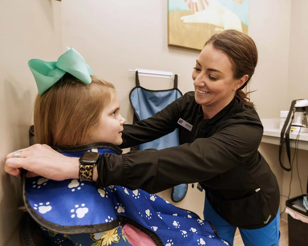 young girl getting xray