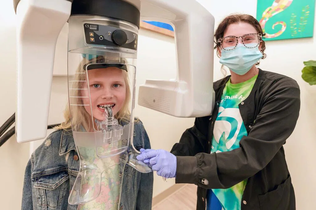 Young girl getting xray