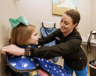young girl getting xray